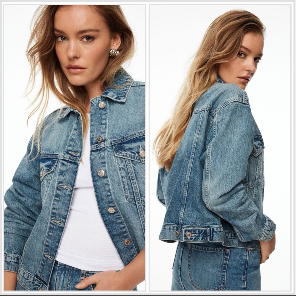DYNAMITE Vintage Medium/Light Wash Button Down Pockets Jean Jacket Medium